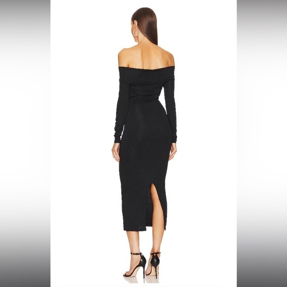 ALLSAINTS Delta Shimmer Bodycon Midi Dress 🖤 sz 0 - Picture 2 of 8